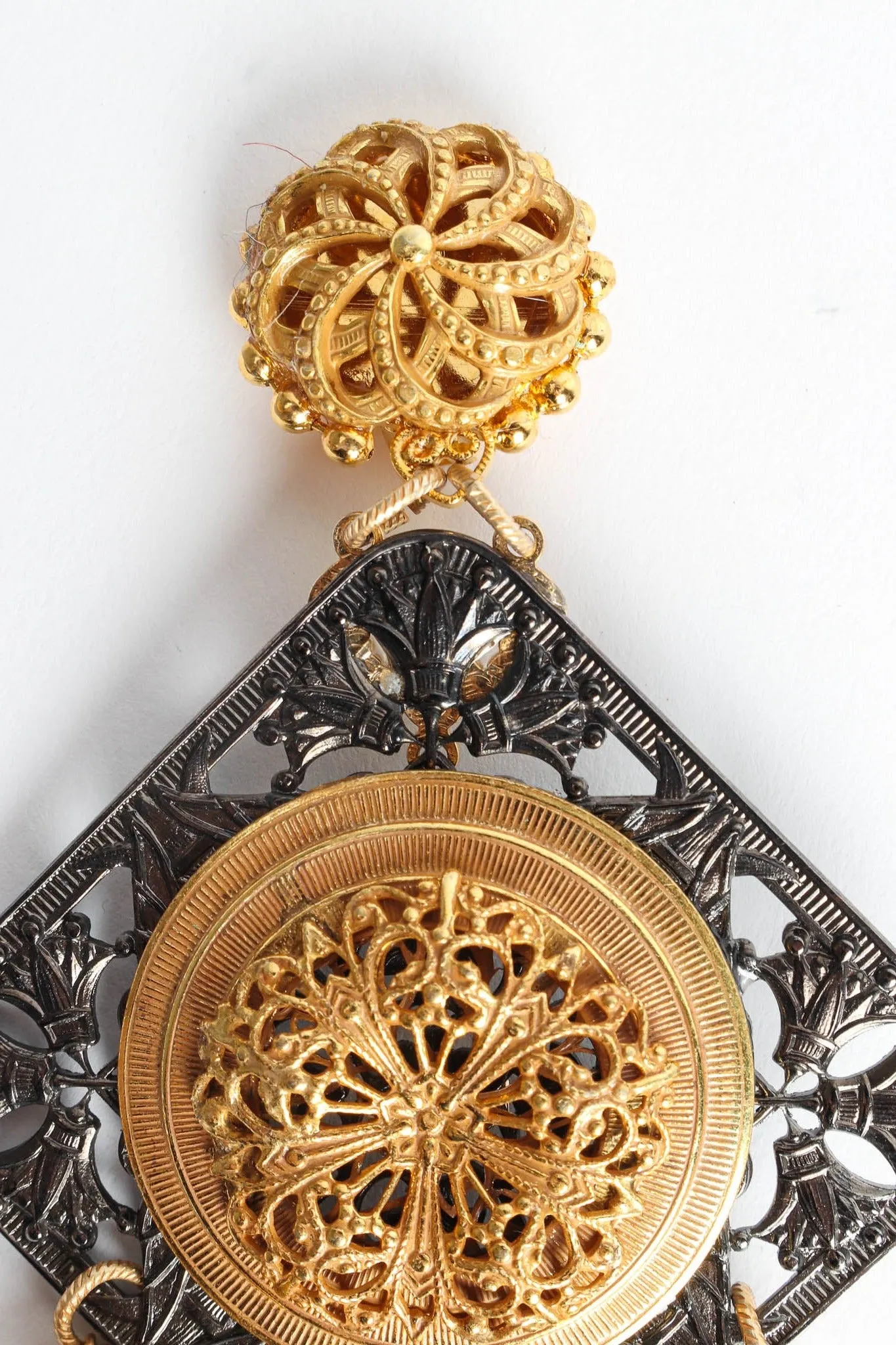 Filigree Floral Emblem Orb Earrings