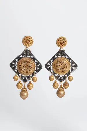 Filigree Floral Emblem Orb Earrings