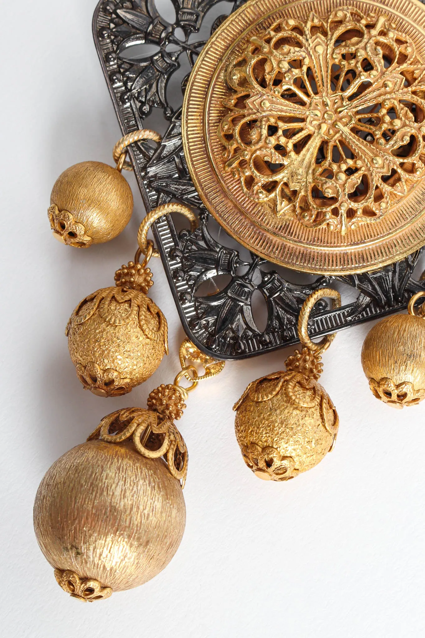Filigree Floral Emblem Orb Earrings