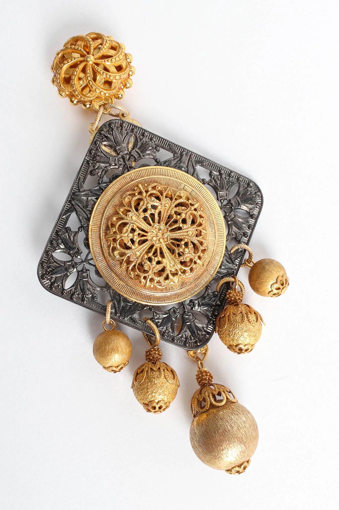Filigree Floral Emblem Orb Earrings