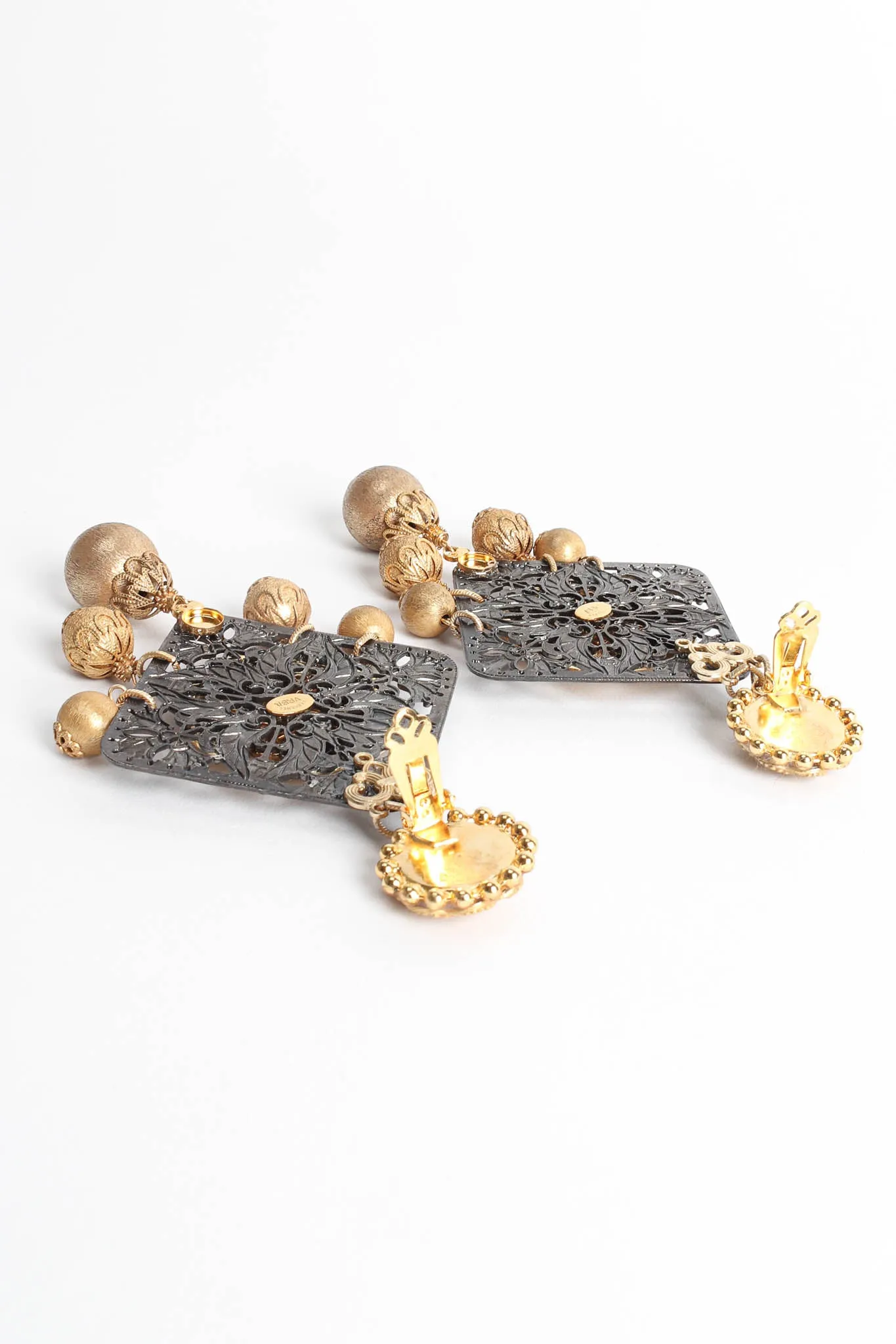 Filigree Floral Emblem Orb Earrings