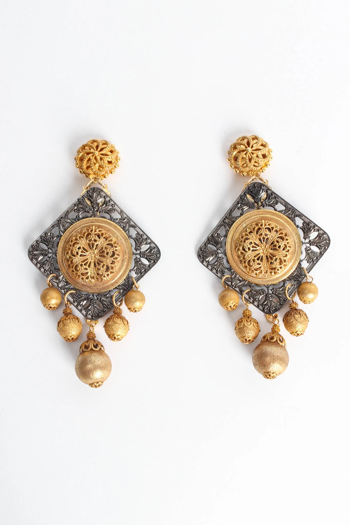 Filigree Floral Emblem Orb Earrings