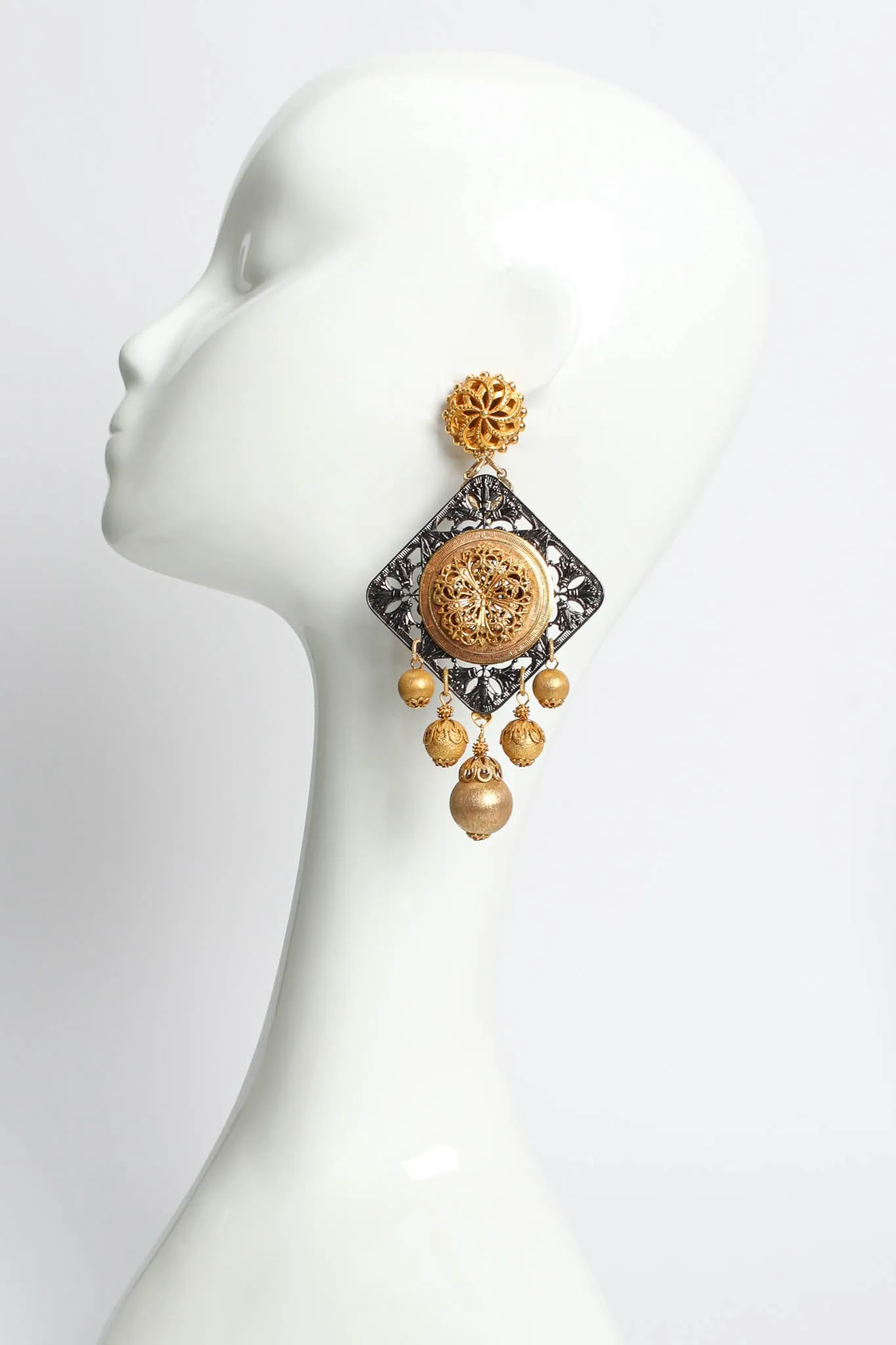 Filigree Floral Emblem Orb Earrings