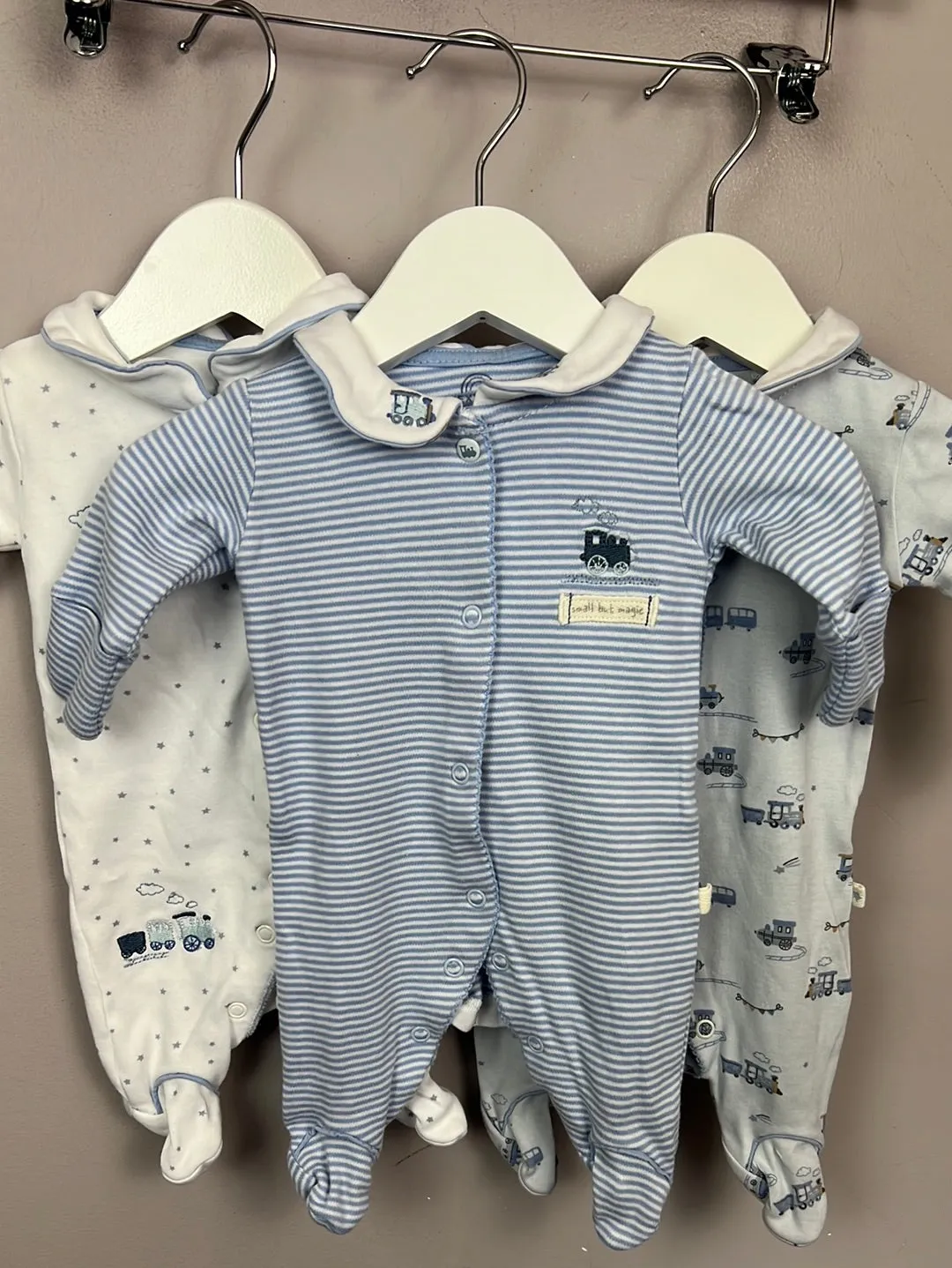 First Size Next Collared Train Sleepsuits