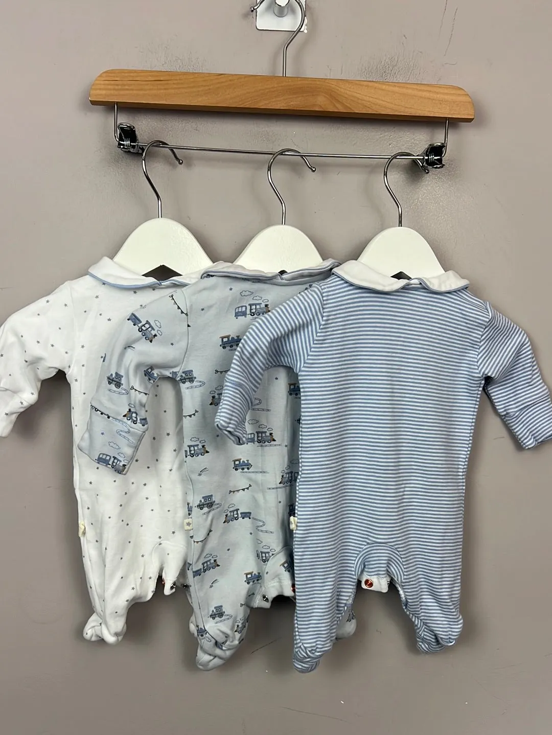 First Size Next Collared Train Sleepsuits