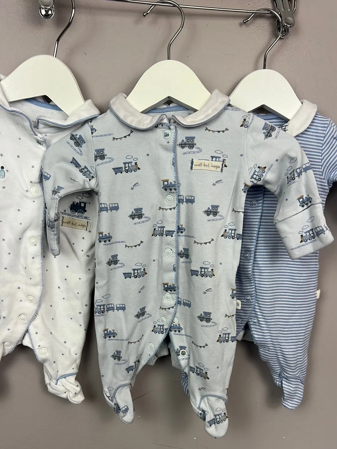 First Size Next Collared Train Sleepsuits