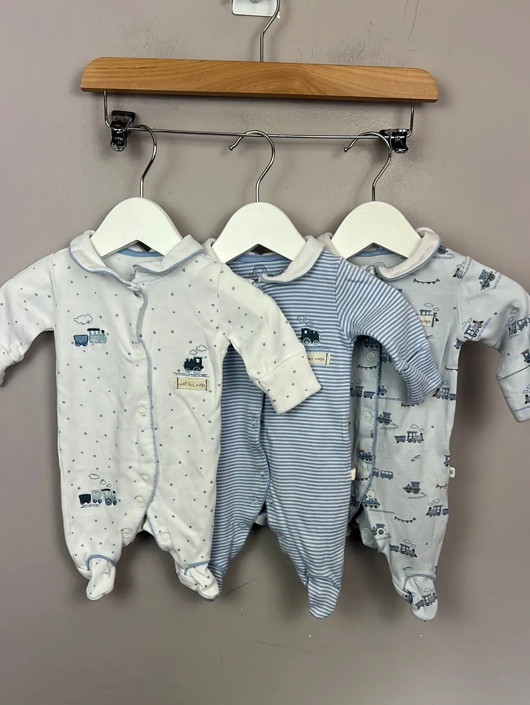 First Size Next Collared Train Sleepsuits