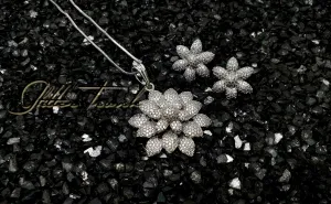 Fleur AD Rhodium Pendant Set