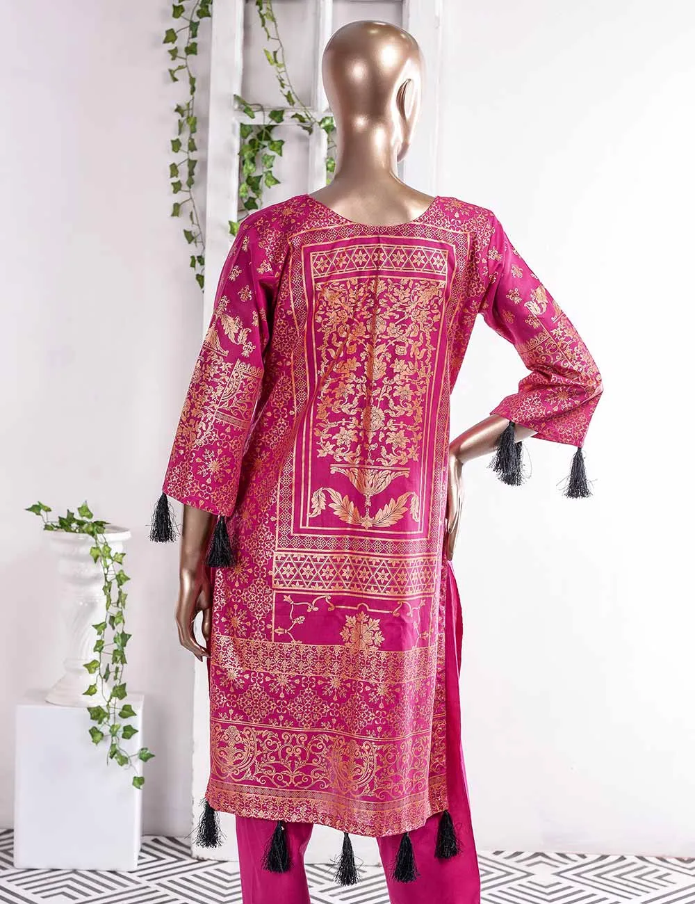 FM-2A - Cherry Blossom | 3 Pc Unstitched Gold Printed Lawn Dress