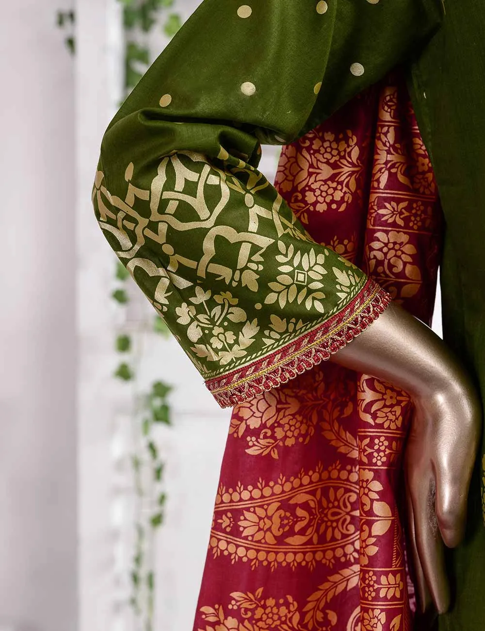 FM-3C - Prairie | 3 Pc Unstitched Gold Printed Lawn Dress