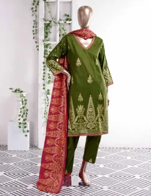 FM-3C - Prairie | 3 Pc Unstitched Gold Printed Lawn Dress