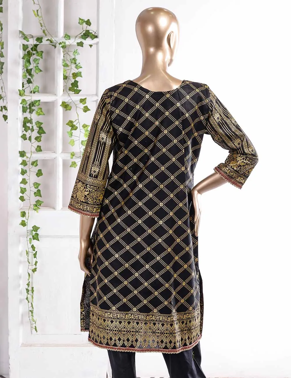 FM-5C - Golden Era | 3 Pc Unstitched Gold Printed Lawn Dress