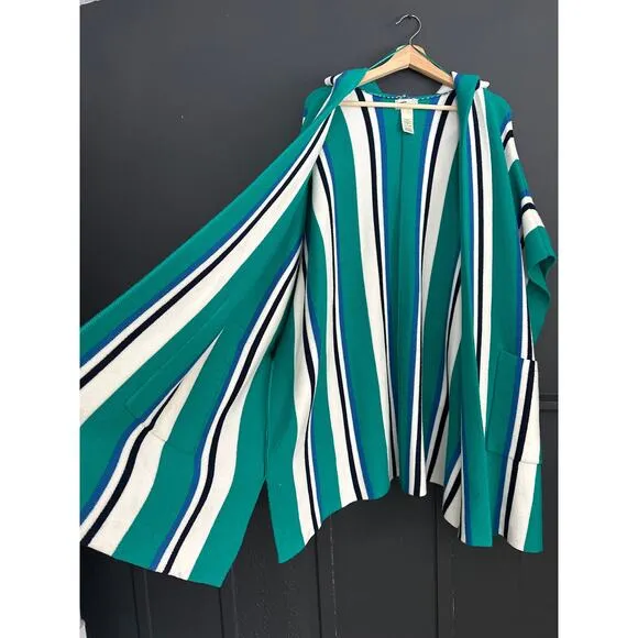 Free People All I Need Stripe Hooded Poncho One Size
