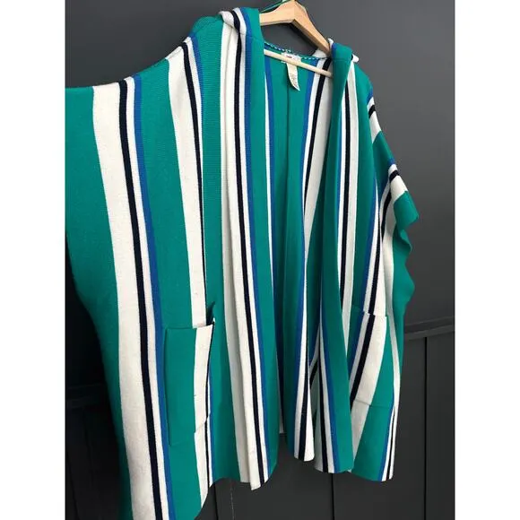 Free People All I Need Stripe Hooded Poncho One Size