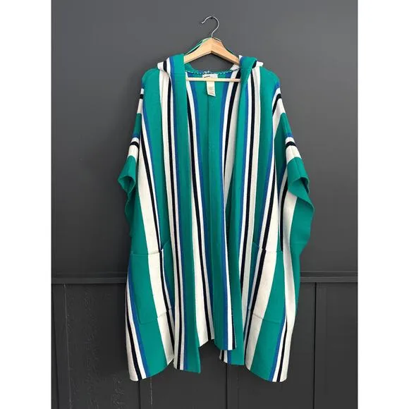 Free People All I Need Stripe Hooded Poncho One Size
