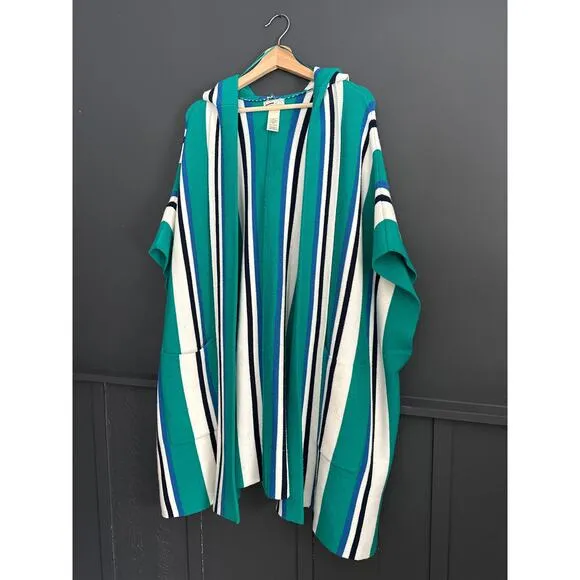 Free People All I Need Stripe Hooded Poncho One Size