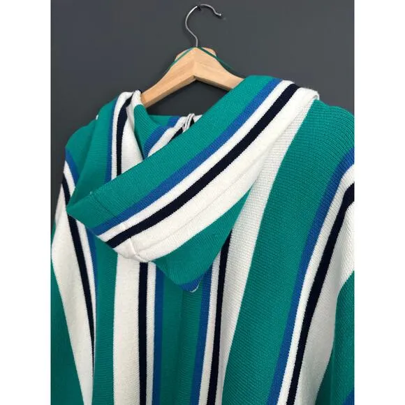 Free People All I Need Stripe Hooded Poncho One Size