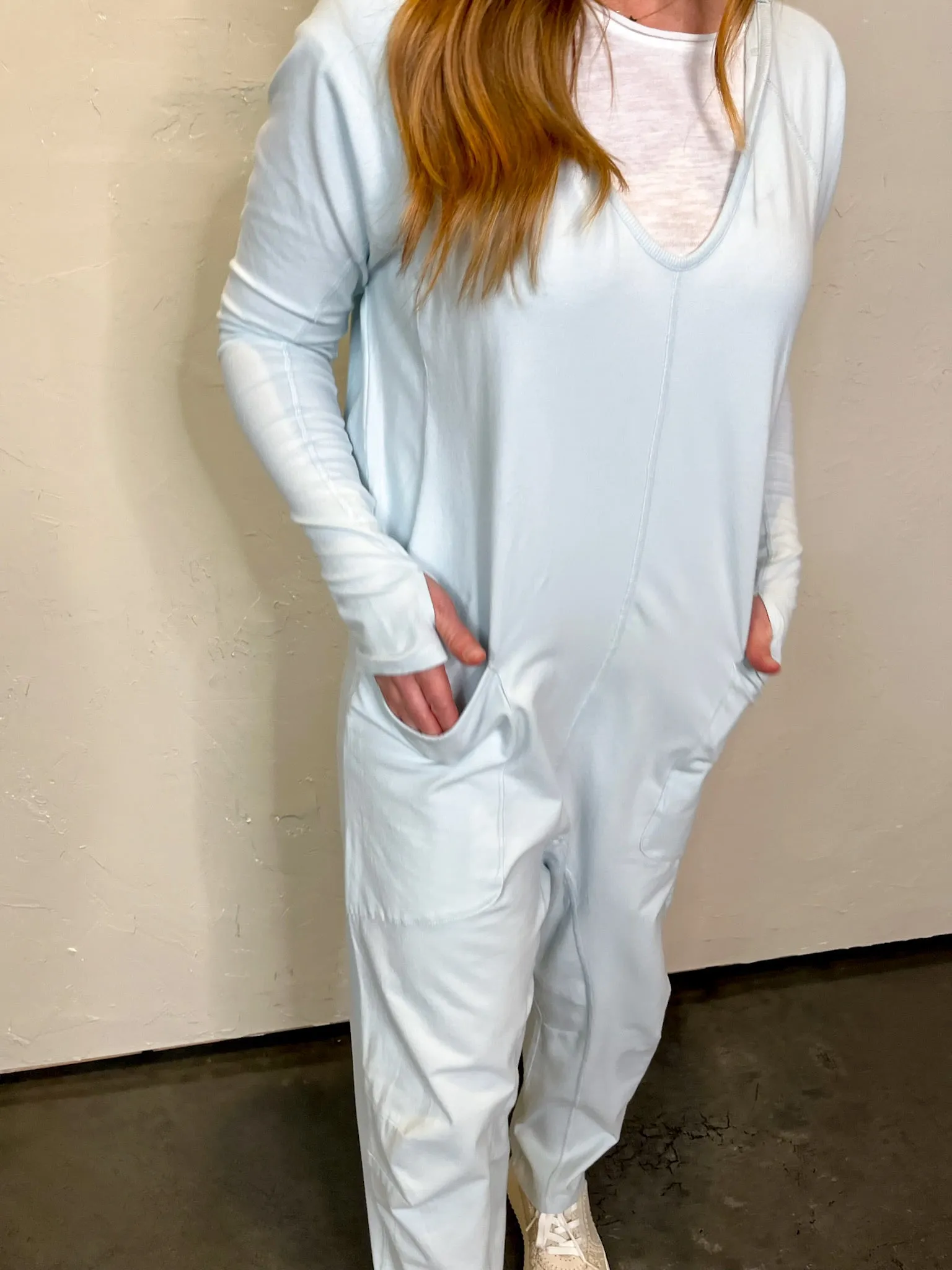 Free People: Hot Shot Long Sleeve Onesie - Arctic Snow