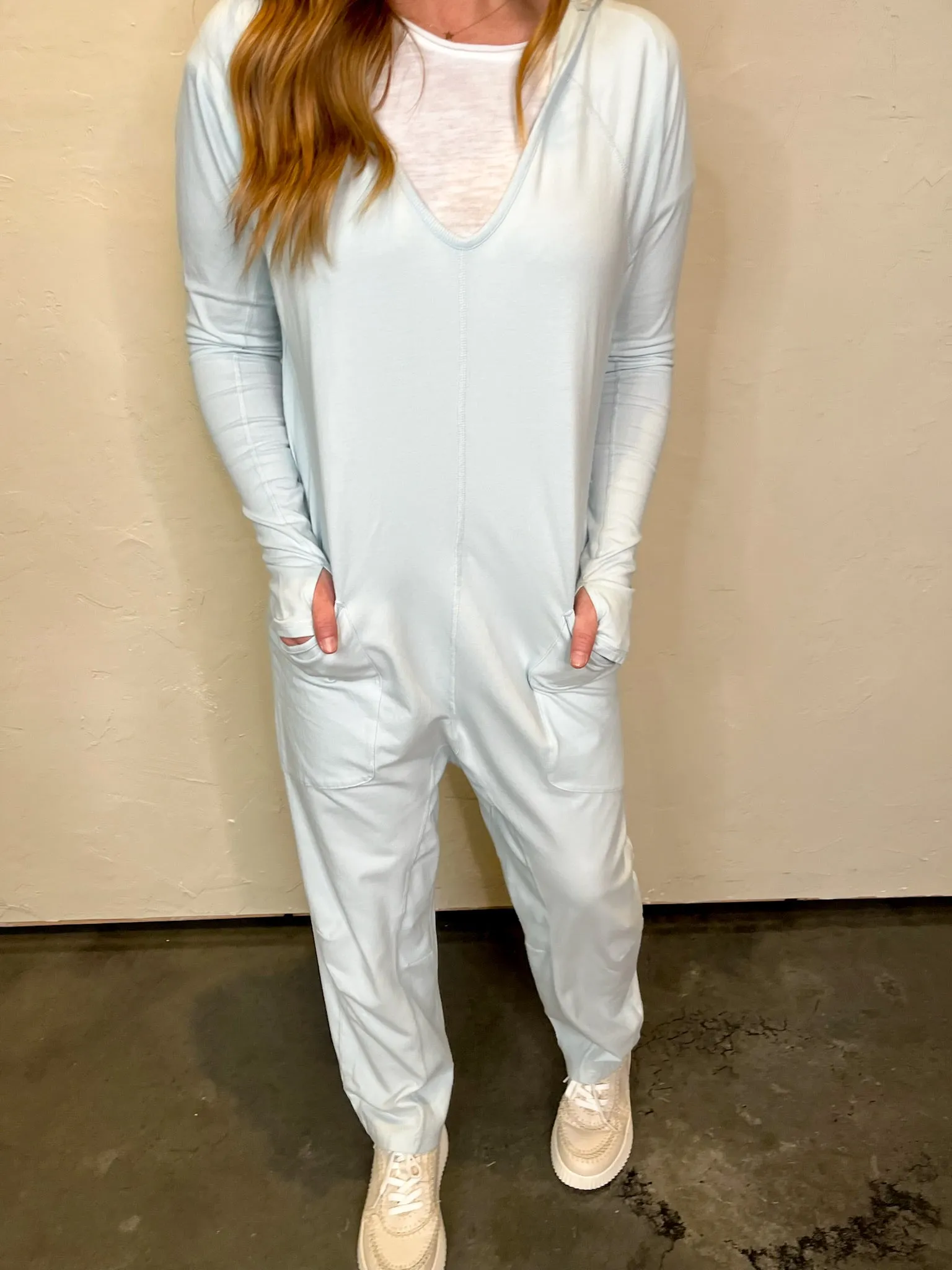 Free People: Hot Shot Long Sleeve Onesie - Arctic Snow