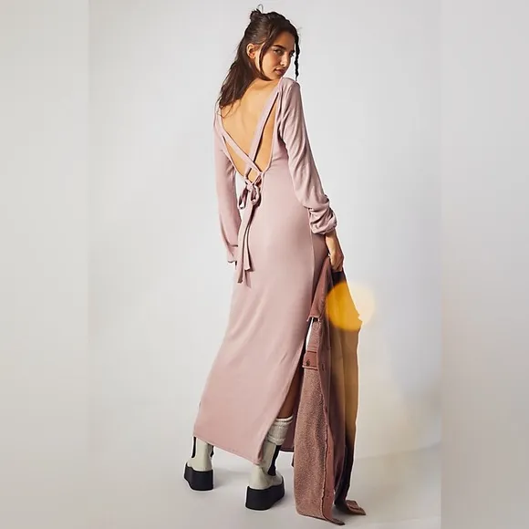 Free People Luna Midi Dress Russet Orange XS $98