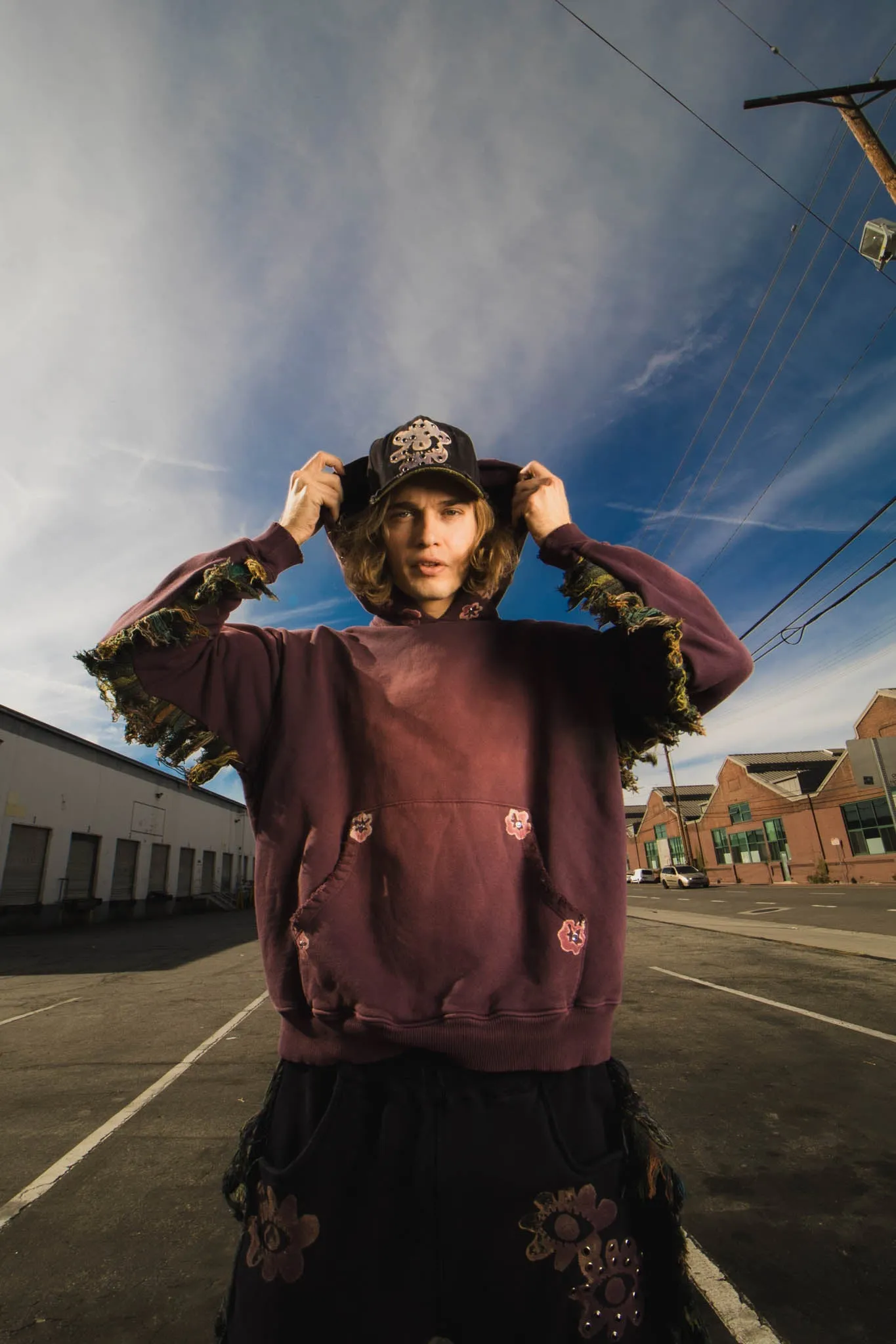 Fringe Hoodie - Plum