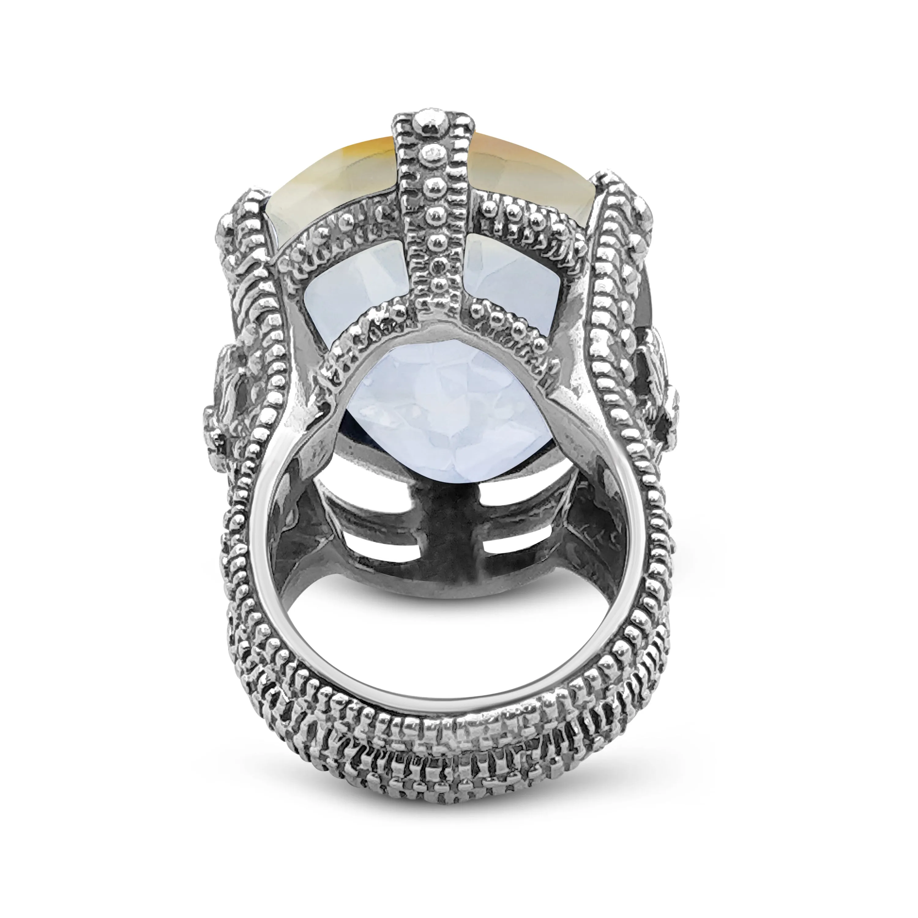 Garden of Stephen Natural Quartz and Banded Agate Ring in Sterling Silver
