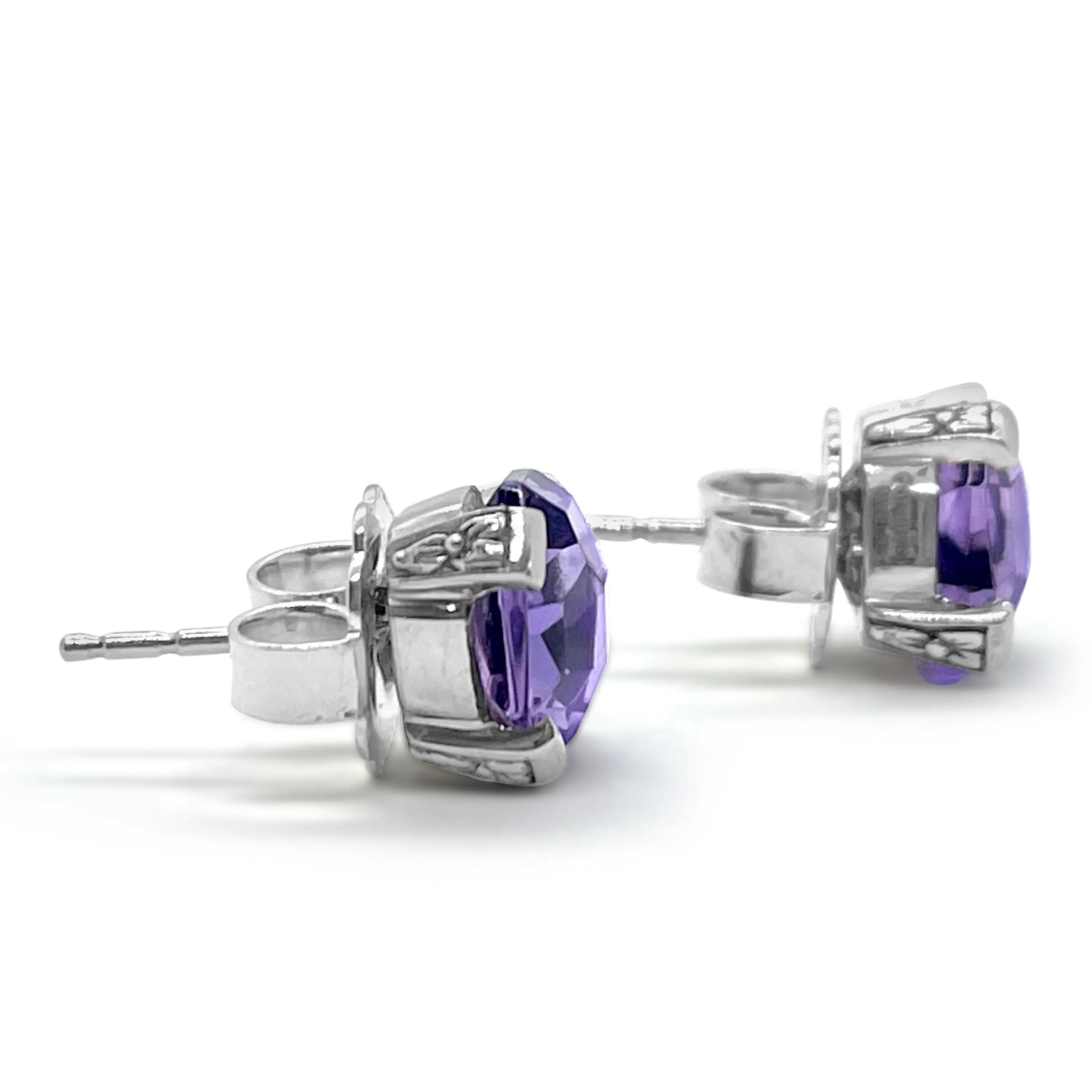 Garden of Stephen Pink Amethyst and Sterling Silver Stud Earrings