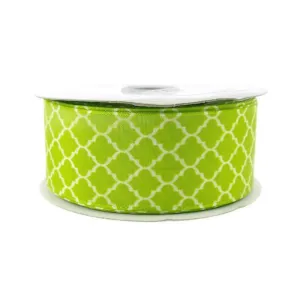 Geometric Print Satin Ribbon, 1-1/2-inch, 10-yard