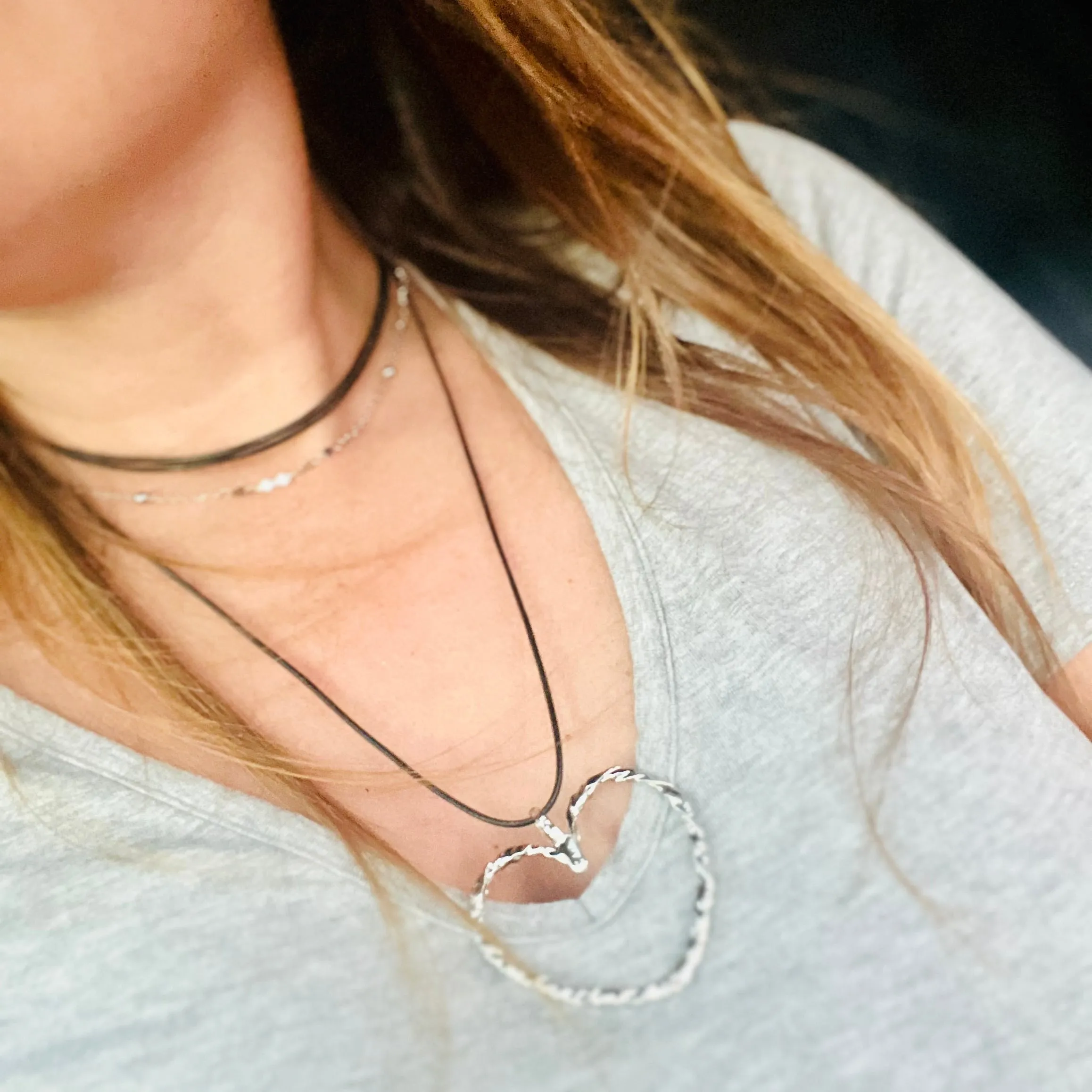 Goth Hollow Heart Pendant Choker Necklace