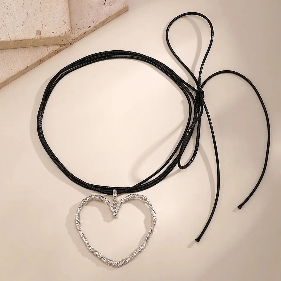 Goth Hollow Heart Pendant Choker Necklace