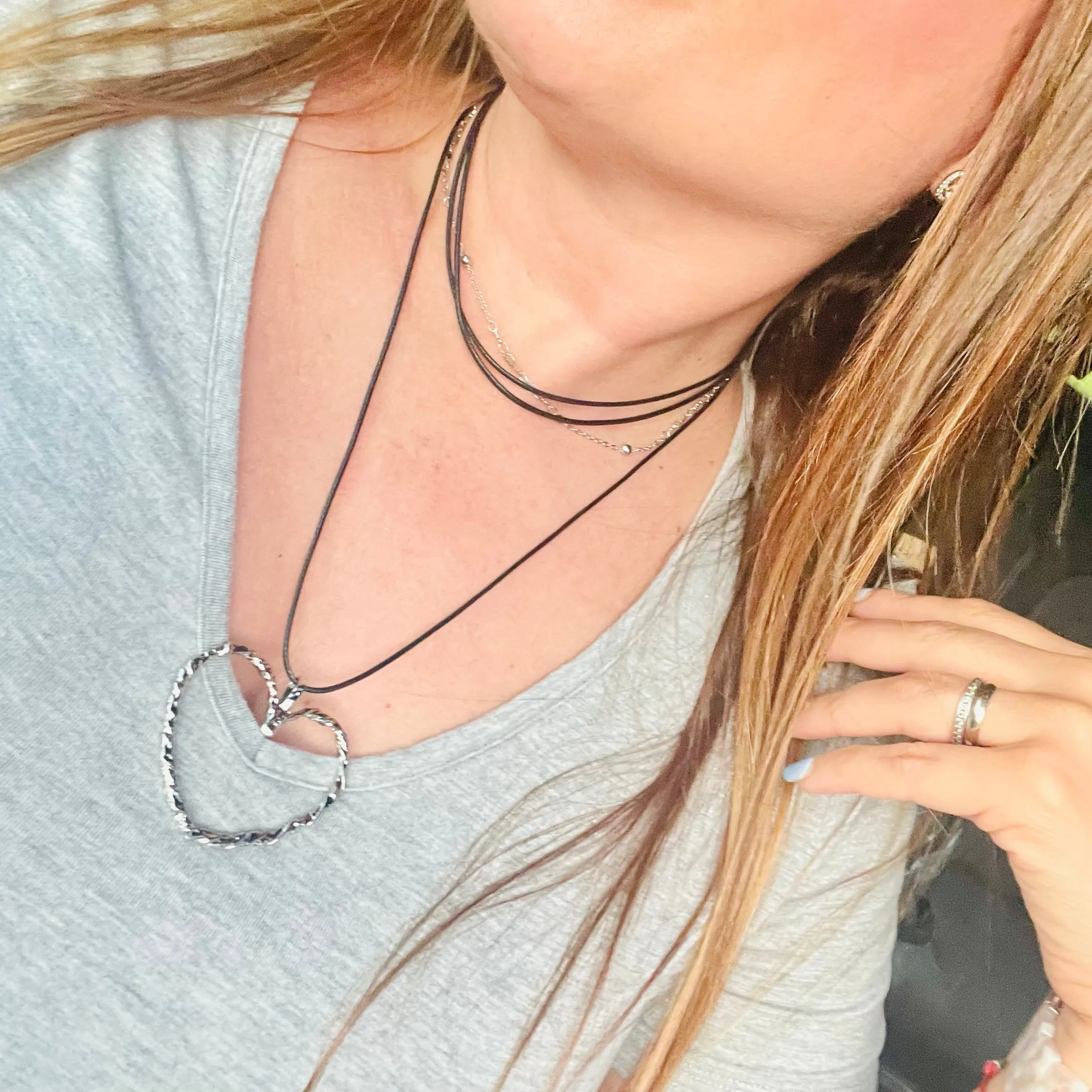 Goth Hollow Heart Pendant Choker Necklace