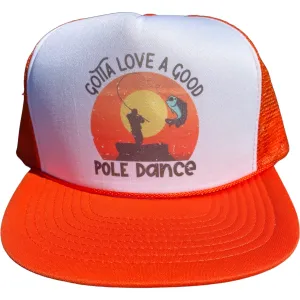 Gotta love a good pole dancer on a Vintage Orange Mesh Trucker Snapback Hat Cap Funny Custom Printed