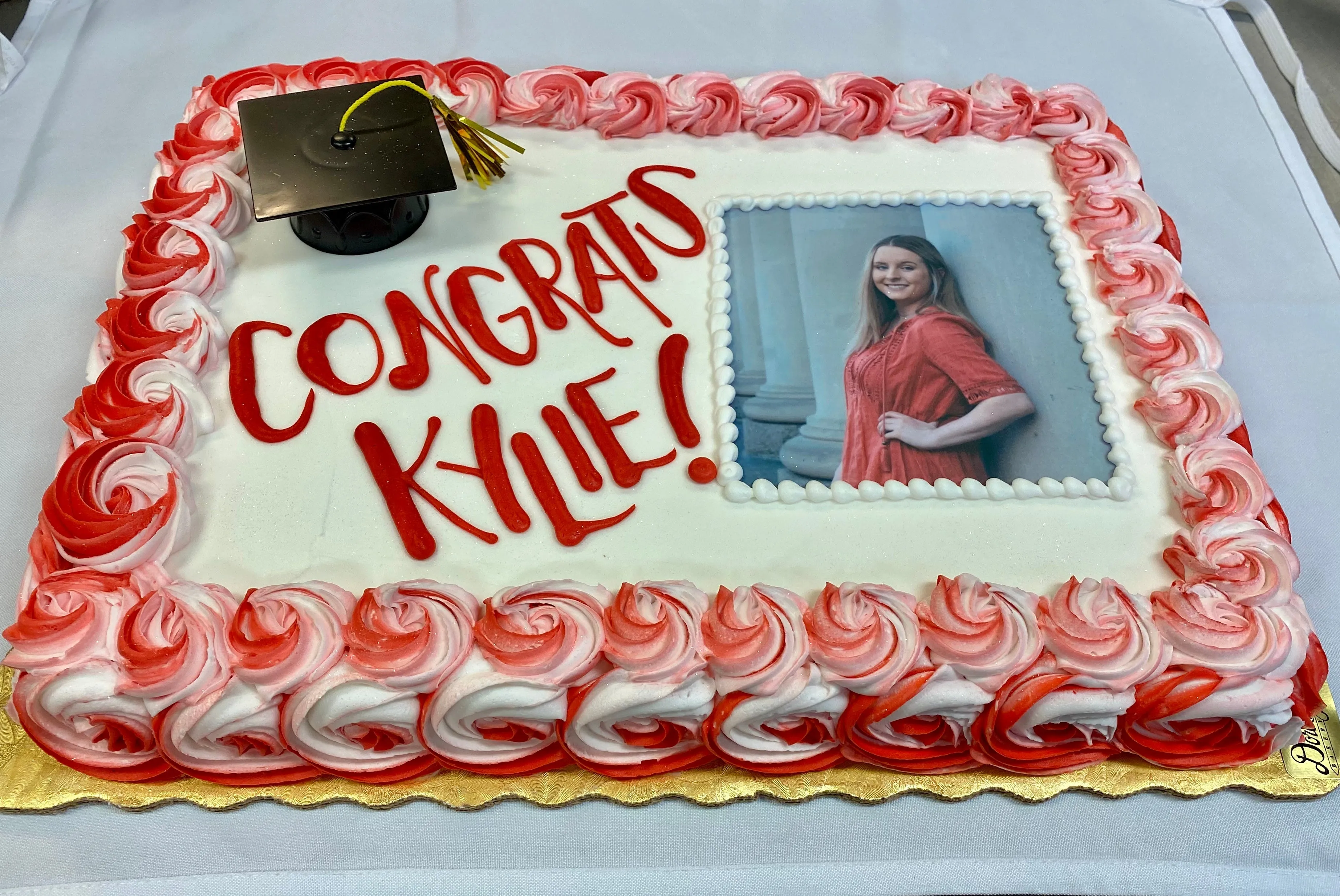 Graduation Edible Image Country Rose Sheet Cake