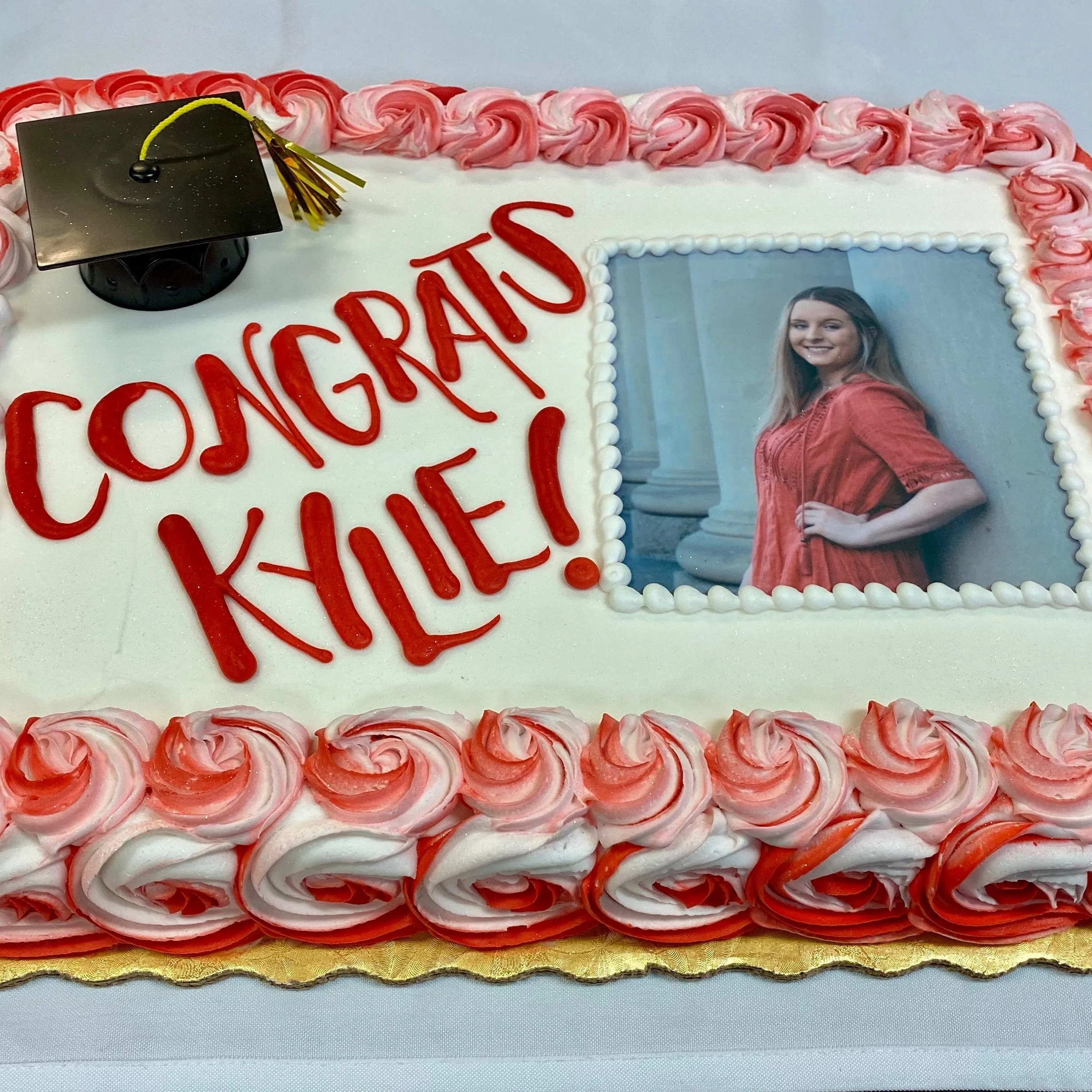 Graduation Edible Image Country Rose Sheet Cake