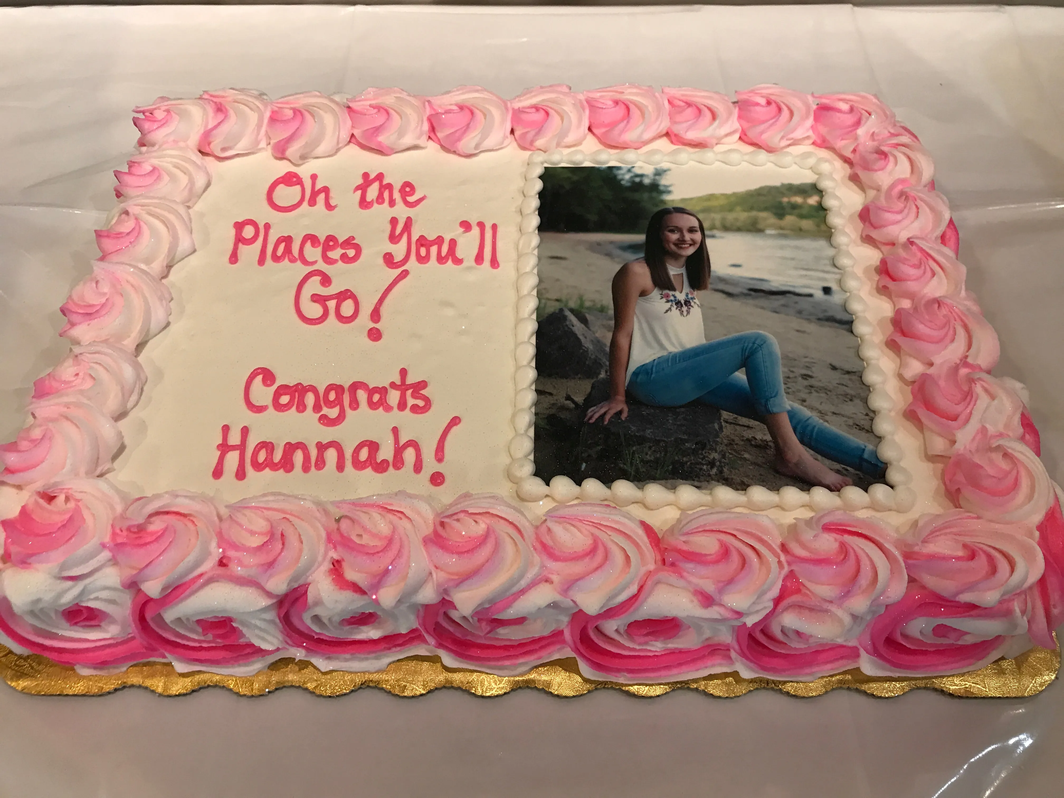 Graduation Edible Image Country Rose Sheet Cake