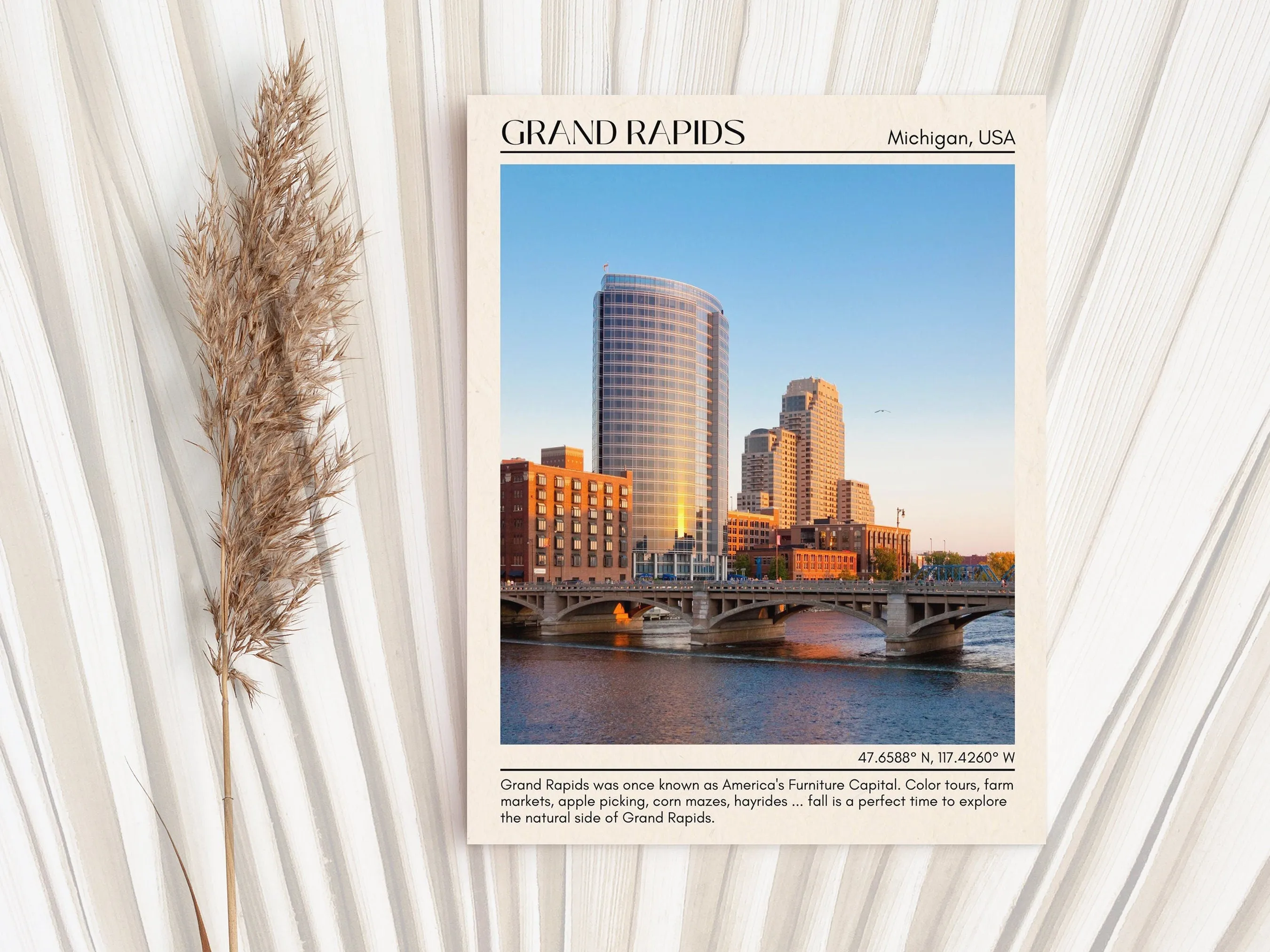 Grand Rapids Minimal Wall Art, Michigan, USA