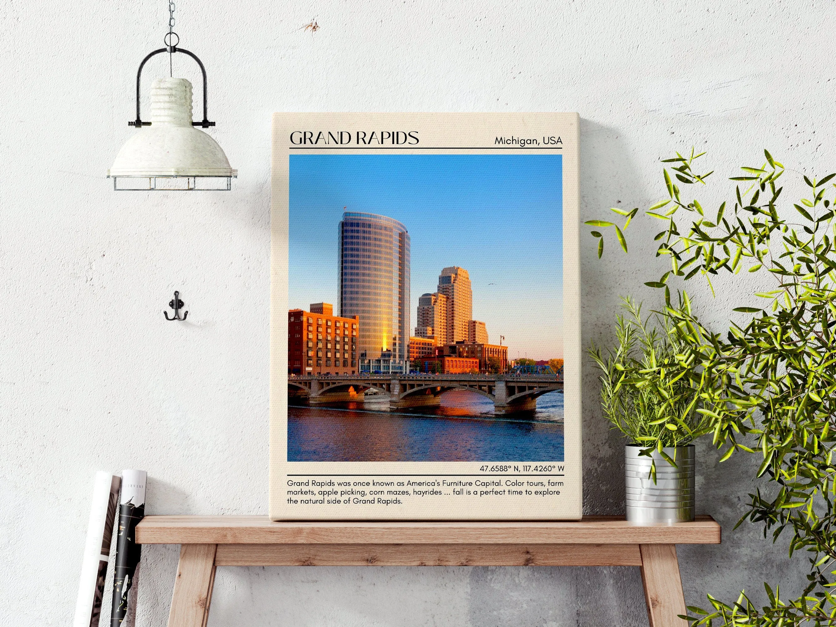 Grand Rapids Minimal Wall Art, Michigan, USA