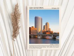 Grand Rapids Minimal Wall Art, Michigan, USA