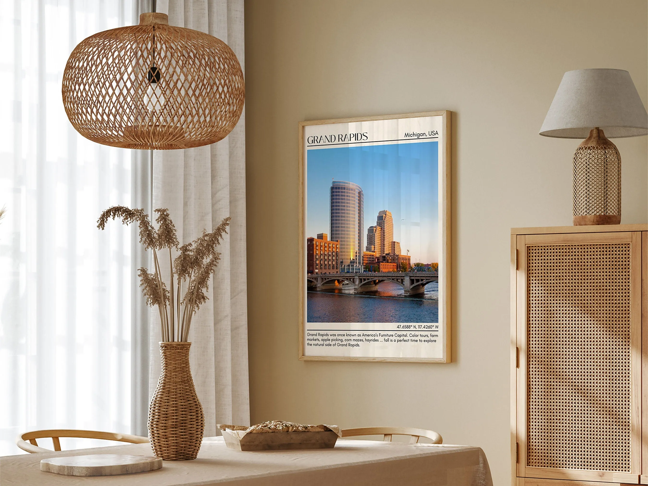 Grand Rapids Minimal Wall Art, Michigan, USA