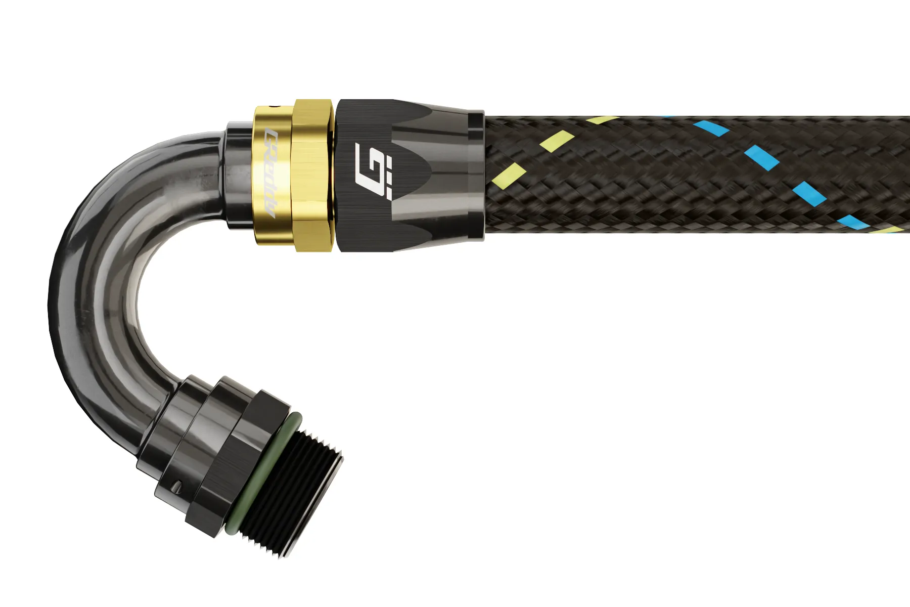 GReddy -10 ORB male Swivel Hose End(s) - Black / Gold anodized
