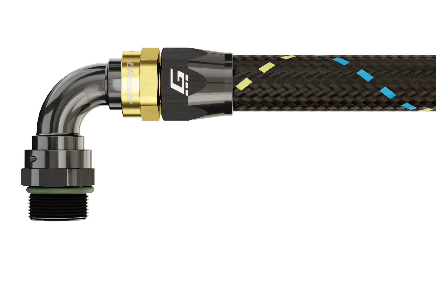 GReddy -10 ORB male Swivel Hose End(s) - Black / Gold anodized