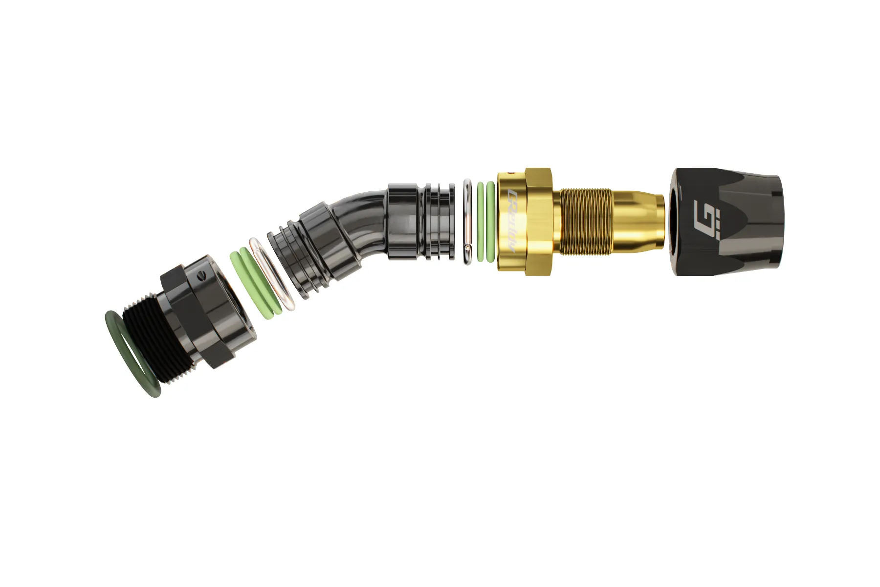 GREDDY ORB MALE 30 DEG. AN HOSE END(s) - BLACK/GOLD - (12810630 12810830 12811030 12811230)