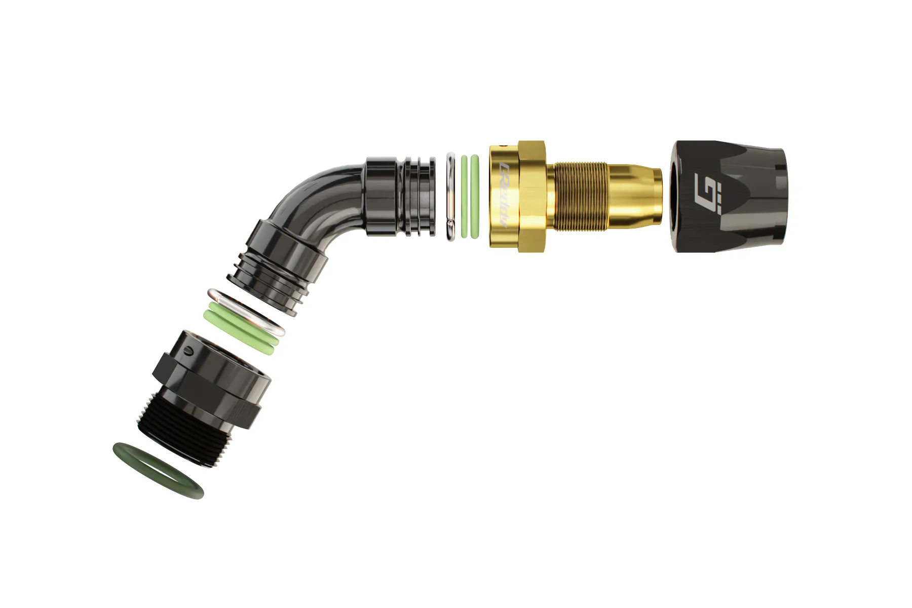 GREDDY ORB MALE 60 DEG. AN HOSE END(s) - BLACK/GOLD - (12810660 12810860 12811060 12811260)