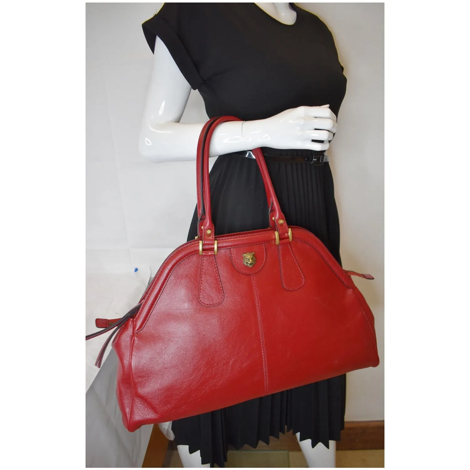 GUCCI Large Re(Belle) Calfskin Top Handle Bag Red 515937