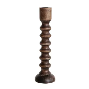 HAND-CARVED MANGO WOODEN TAPER HOLDER || MEDIUM