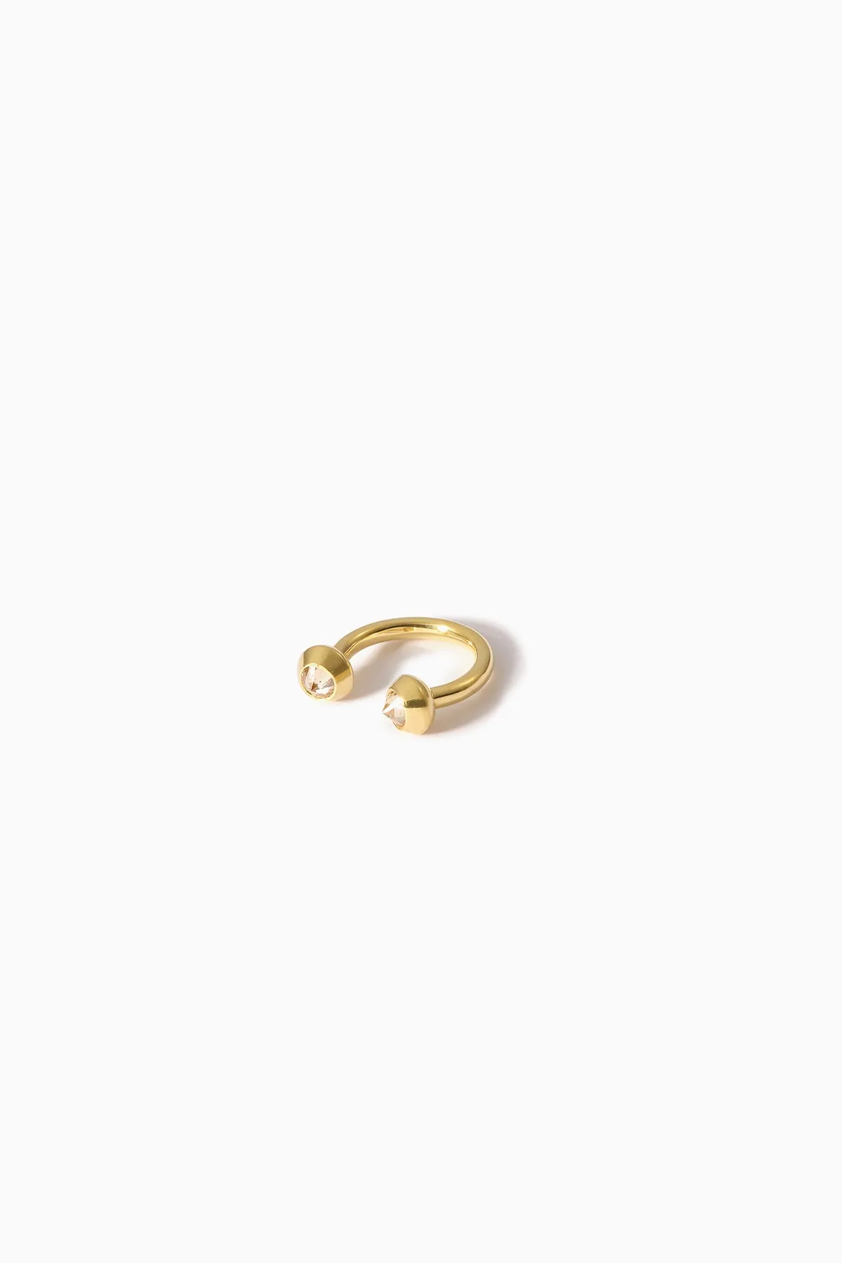 HANNAH MARTIN | 18K YELLOW GOLD STUD DIAMOND CIRCULAR BARBELL EARRING CHAMPAGNE