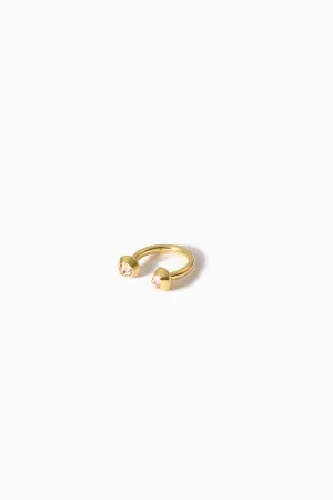 HANNAH MARTIN | 18K YELLOW GOLD STUD DIAMOND CIRCULAR BARBELL EARRING CHAMPAGNE
