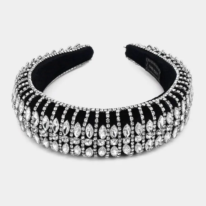 Headband Marquise Stone Cluster Elegant Padded