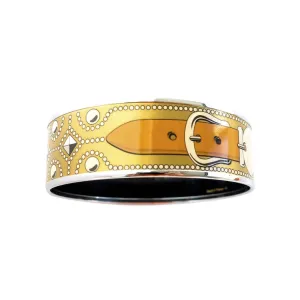 Hermes Gold CDC Printed Enamel Bracelet Bangle Collier de Chien
