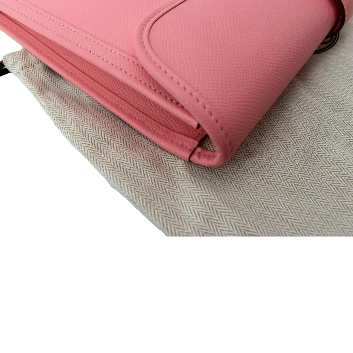 HERMES Jige Elan Calfskin Leather Clutch Wallet Pink